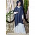 Party wear double layered Embellished abaya- Blue-White